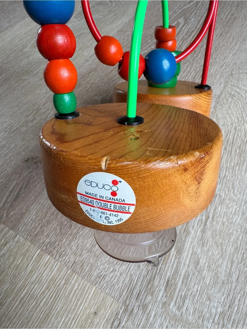 educo wood table top bead maze toy suction montessori 1995 vintage